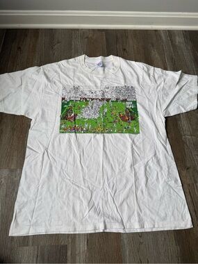 VTG 1991 B JOHNSON SOCCER Graphic T-Shirt Soccer Game Field White Size XL